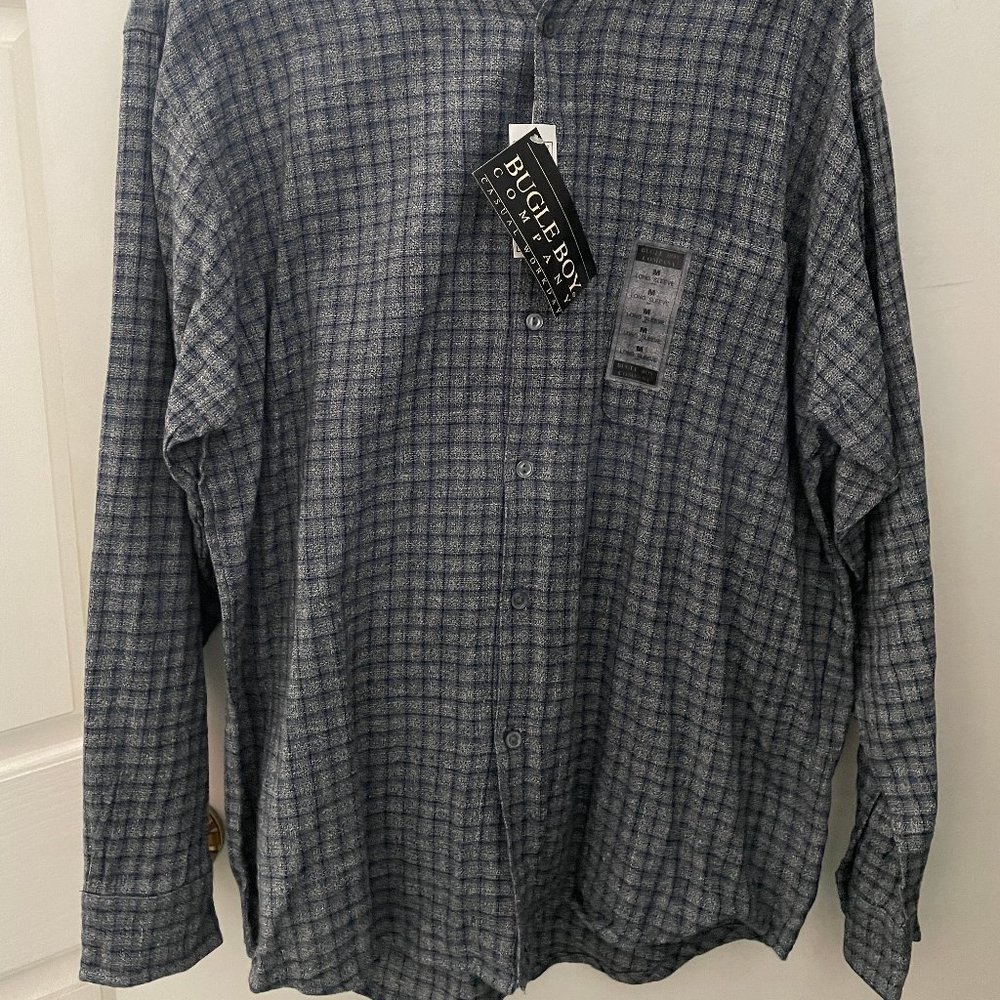 BUGLE BOY CO MENS BUTTON DOWN SHIRTS GRAY CHECKERS SIZE M